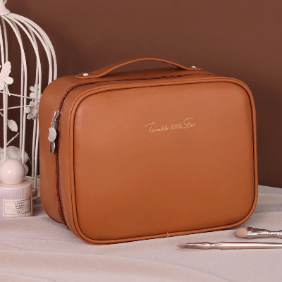 Trousse maquillage - OrganizeBeauty - Rangement innovant - Couleur marron - fermée