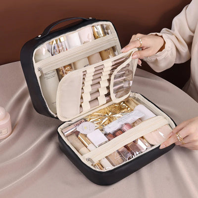 Trousse maquillage - OrganizeBeauty - Rangement innovant - Couleur noir - remplie de produits