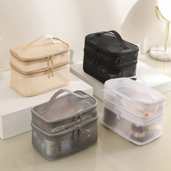Trousse maquillage - Élégance - noir - plusieurs fermées - rangement innovant