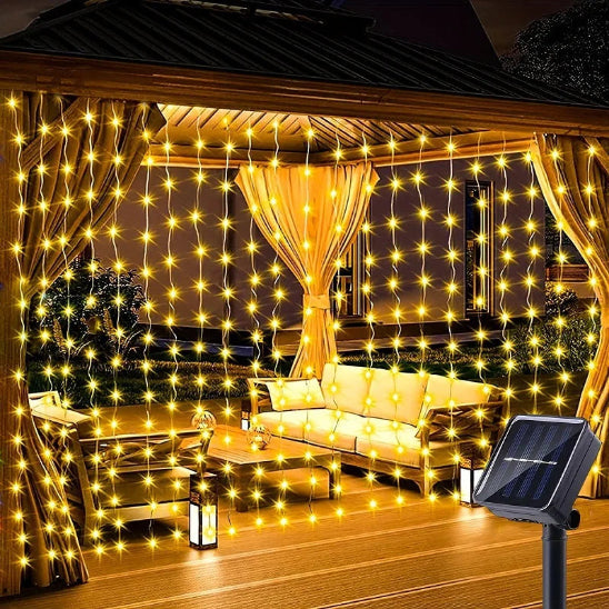 Guirlande solaire Écolight lumière chaude décoration tonnelle meublée canapés