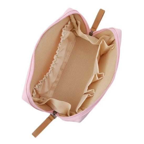 Trousse maquillage - Élégante - Rangement innovant - rose - ouverte montrant ses compartiments