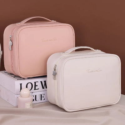 Trousse maquillage - OrganizeBeauty - Rangement innovant - Couleur blanche et rose - fermées