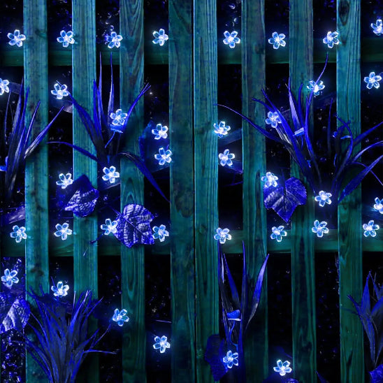 guirlande solaire extérieur illumination féerique lumière bleue décoration barrière jardin