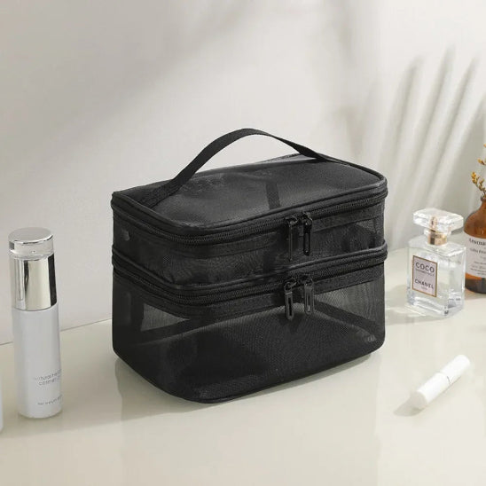 Trousse maquillage - Élégance - noir - fermée - rangement innovant
