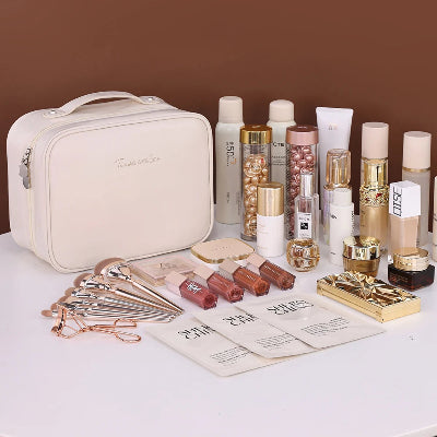 Trousse maquillage - OrganizeBeauty - Rangement innovant - Couleur blanche - pouvant contenir de nombreux produits