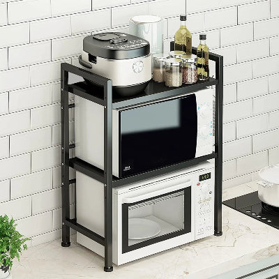 ETAGERE EXTENSIBLE CUISINE placée cÎté table induction contenant four micro onde cuiseur four électrique