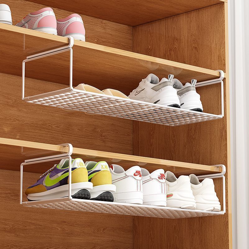 Etagère-chaussure-suspendue-rangement-innovant-blanc-taille-large-deux-piéces-suspendues