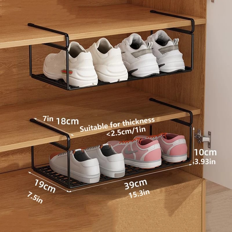 Etagère-chaussure-suspendue-rangement-innovant-noir-taille-médium-deux-pièces