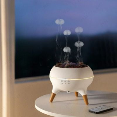 Humidificateur d air Confort Optimal posĂ© sur table ronde blanche auprĂšs de la fenĂȘtre