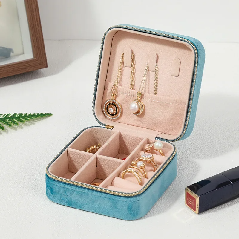 Rangement Bijoux - Boîte à Bijoux en Velours - Bleu - Rangement Innovant