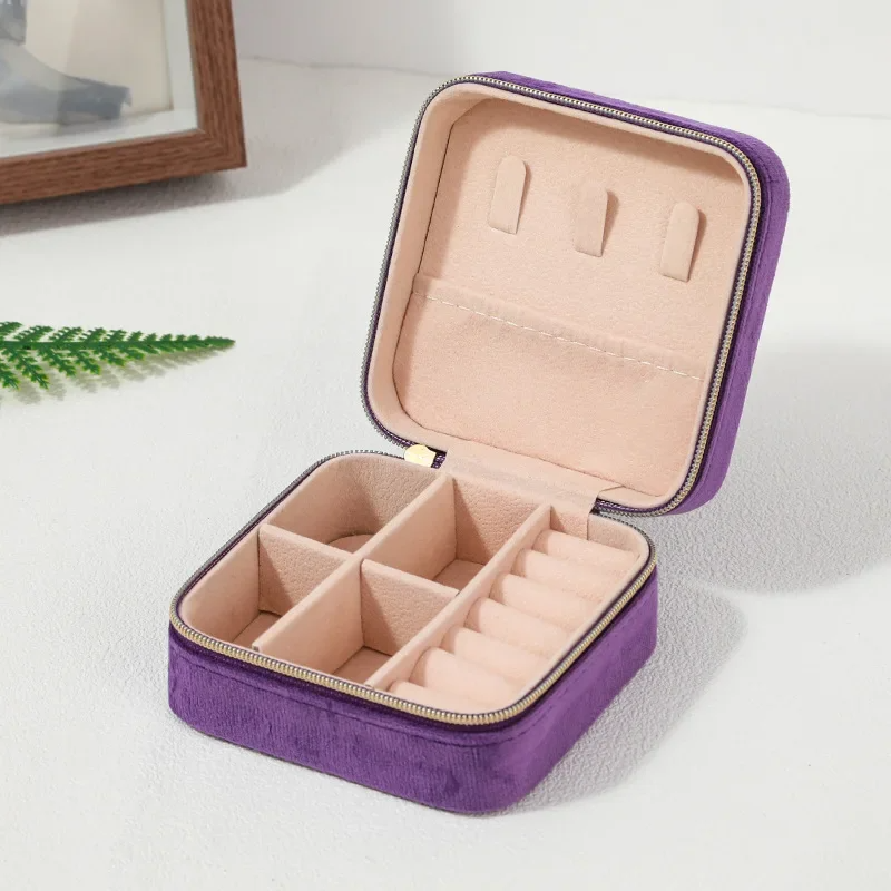 Rangement Bijoux - Boîte à Bijoux en Velours - Violet foncé - Rangement Innovant