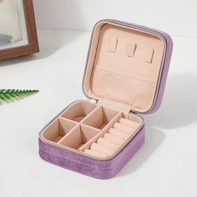 Rangement Bijoux - Boîte à Bijoux en Velours - Violet - Rangement Innovant