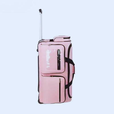 la valise avec penderie posée verticalement avec trolley