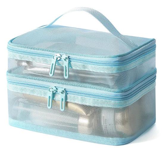 Trousse maquillage - Élégance - bleu - rangement innovant