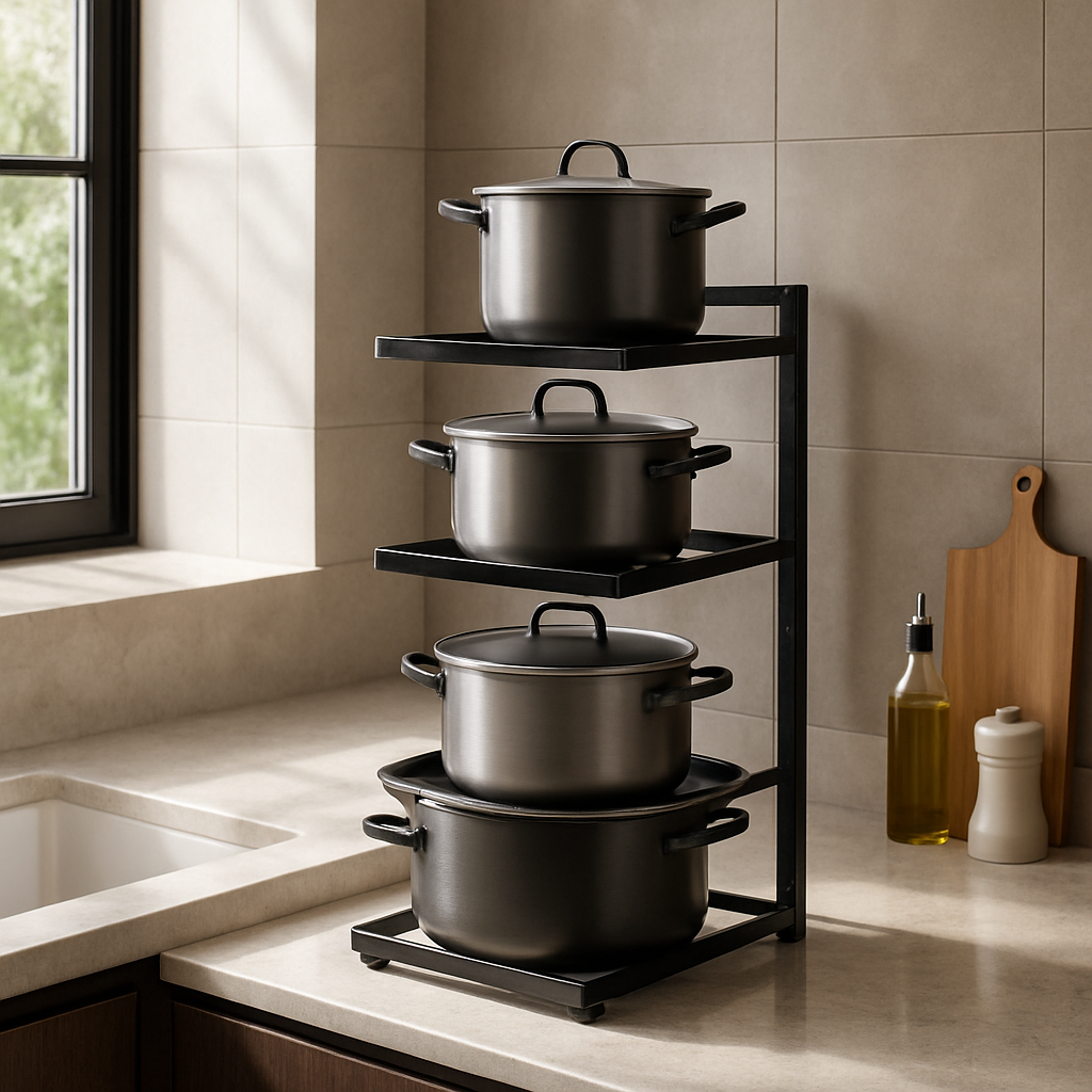 Étagère-cuisine-à-casseroles-rangement-innovant-variant-quatre-étages