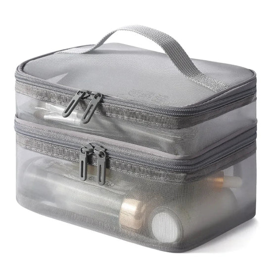 Trousse maquillage - Élégance - gris - rangement innovant