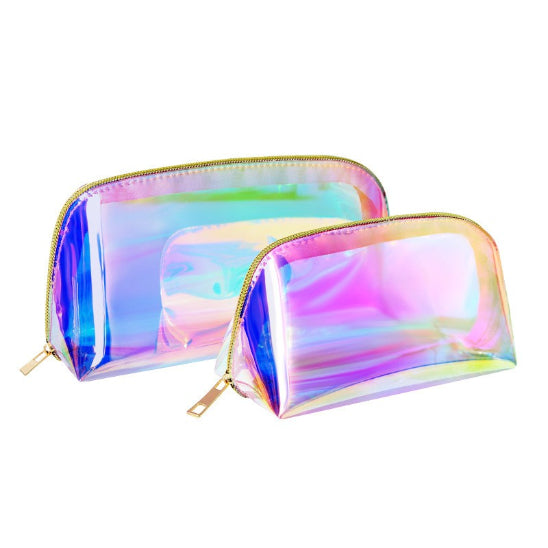 Trousse maquillage - Holographique Iridescente - Rangement innovant - plusieurs fermées