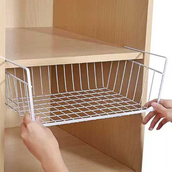 paniers-de-rangement-polyvalents-rangement-innovant-suspendu-sous-étagère-marron