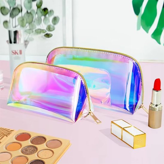 Trousse maquillage - Holographique Iridescente - Rangement innovant - plusieurs fermées