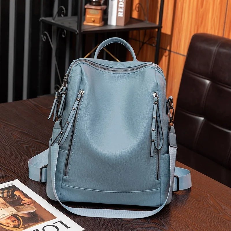 SAC A DOS FEMME - Polyvalent - Bleu - Rangement Innovant