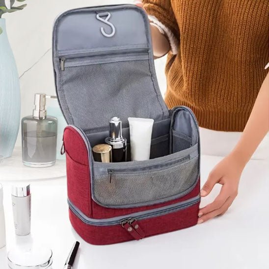 Trousse de Toilette - Compacte - Rouge - Rangement Innovant