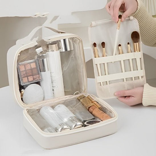 Trousse de toilette femme - polyvalente - Beige - Rangement Innovant