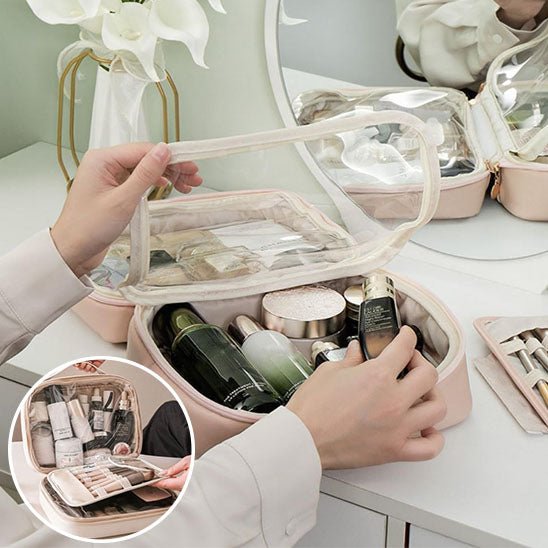 Trousse de toilette femme - polyvalente - Beige - Rangement Innovant