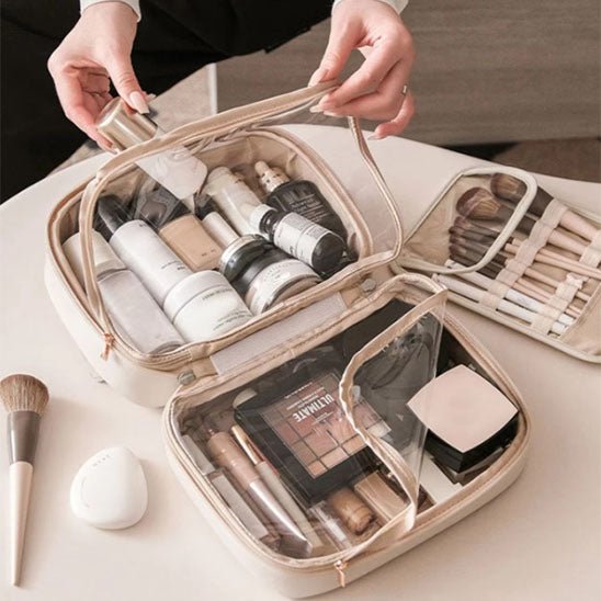 Trousse de toilette femme - polyvalente - Beige - Rangement Innovant
