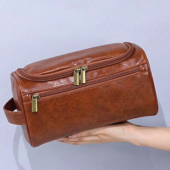 Trousse de Toilette Homme - Vintage - Marron - Rangement Innovant