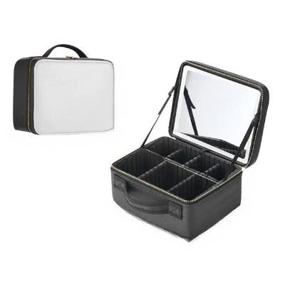 Trousse maquillage - LED miroir - Rangement innovant - Couleur blanc - ouverte