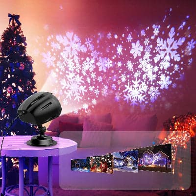 PROJECTEUR LED EXTERIEUR Flocons Féériques projection flocons neige sur mur du salon 