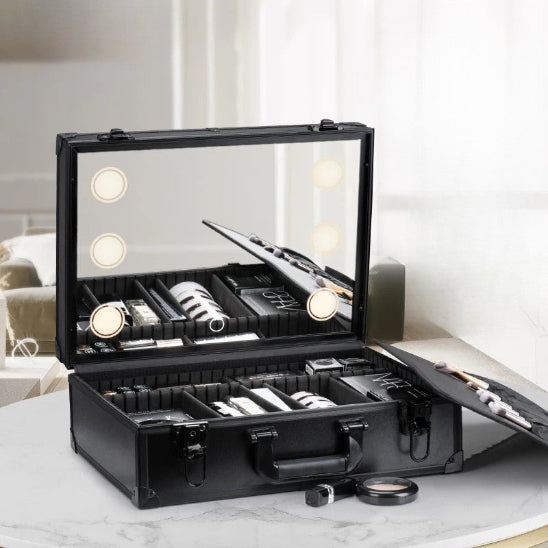 mallette maquillage led pro taille grande ouverte