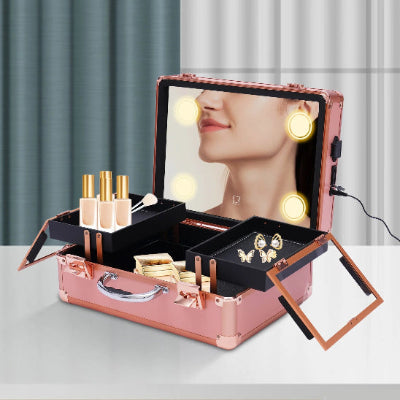 Mallette de maquillage led Professionnelle ouverte allumée