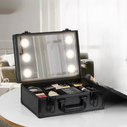 mallette maquillage led pro allumée ouverte