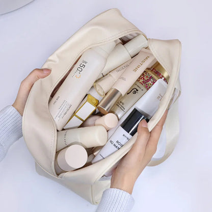 Trousse de toilette - Transparente Voyage - beige - ouverte - Rangement innovant