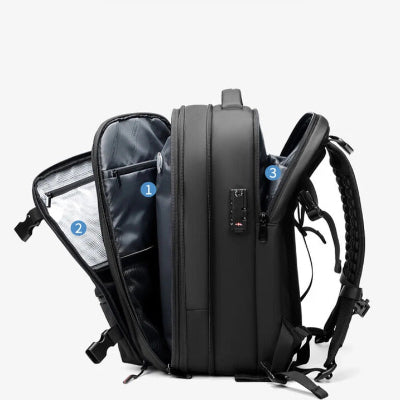 sac de voyage a dos compressible sous vide avec pompe compartiments ouverts