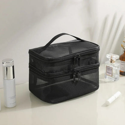 Trousse maquillage - Élégance - noir - fermée - rangement innovant