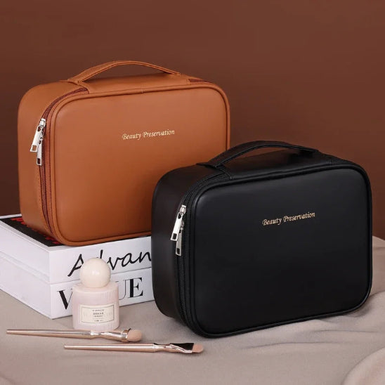 Trousse maquillage - OrganizeChic - Rangement innovant - noir et marron - fermées