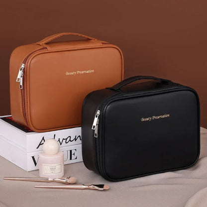 Trousse maquillage - OrganizeChic - Rangement innovant - noir et marron - fermées