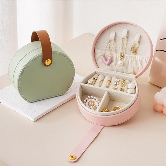 Boite-a-bijoux-élégante-rangement-innovant-rose-pâle-et-vert