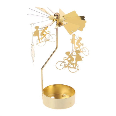 Bougeoir doré bicyclette