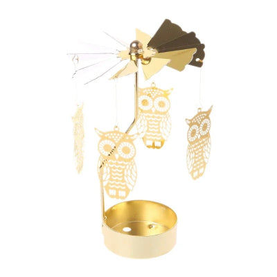 Bougeoir doré hiboux