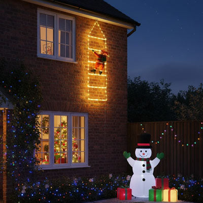 Décoration noël extérieur Féerique lumière chaude père noël escalader mur bonne homme de neige souriant