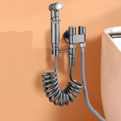 Douchette WC  Hygiène Plus gris mat fixé au mur orange