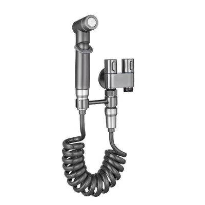 Douchette WC  Hygiène Plus gris mat fixée au mur blanc