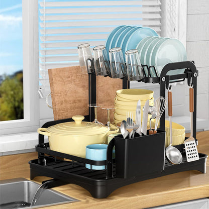 Egouttoir-vaisselle-double-étage-rangement-innovant-côté-vitre-cuisine