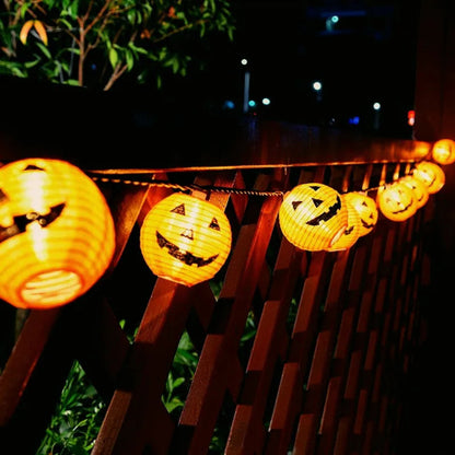 Guirlande ÉcoLumière lumière citrouille halloween allumée suspendue décoration barrière jardin