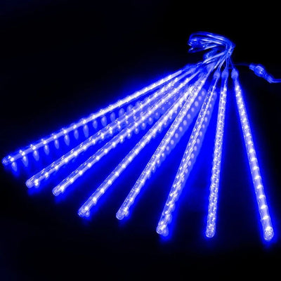 Guirlande LED Météore Jardin allumée lumière bleu
