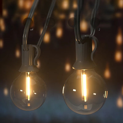 Guirlande solaire avec deux ampoules allumées
