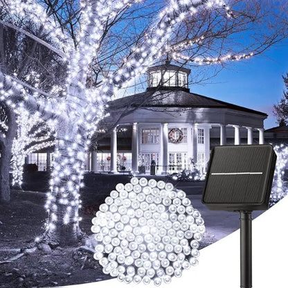 Guirlande solaire  Écomagic allumée lumière blanche froide décoration arbres jardin hiver